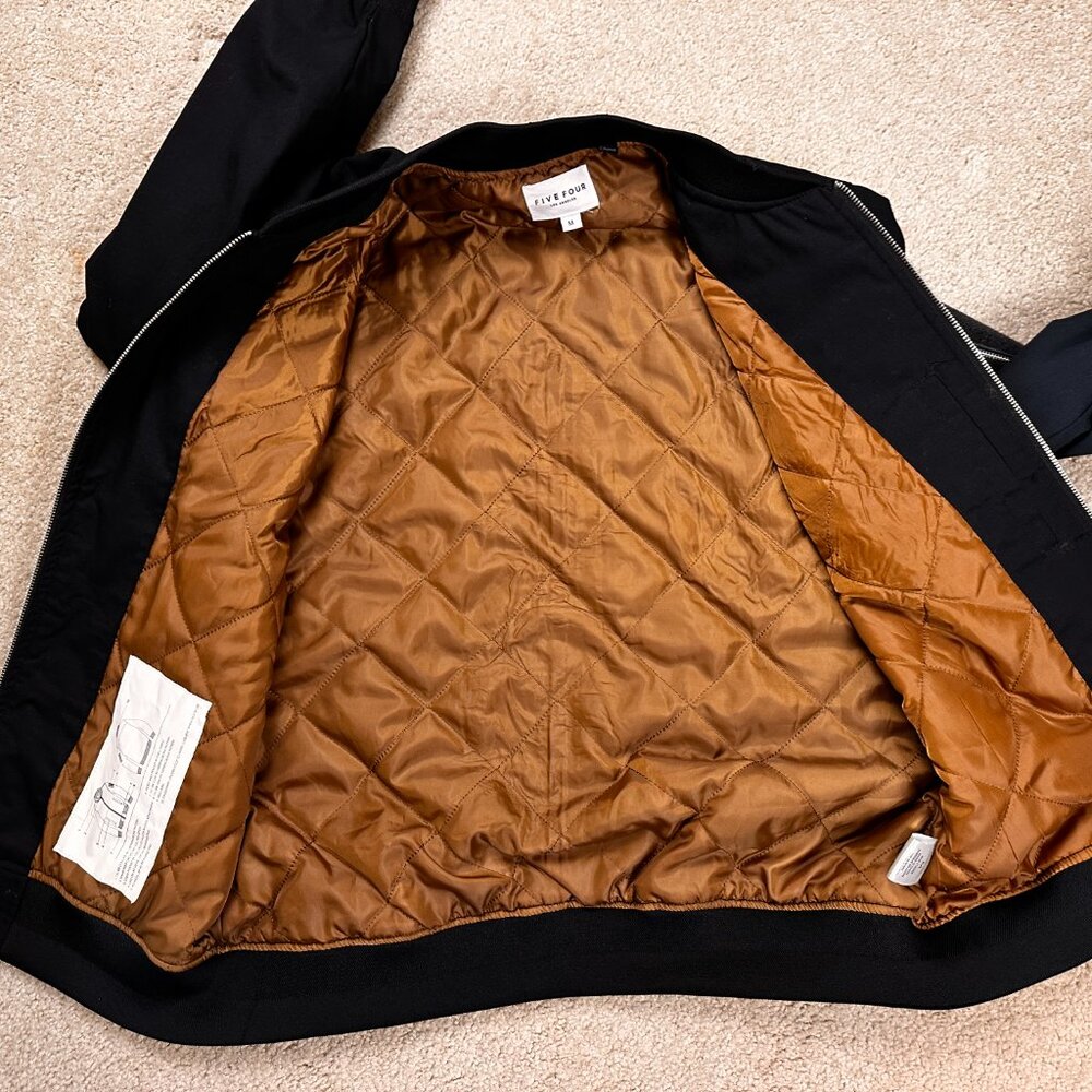 Five Four Los Angeles Jacket Mens Medium Black Full Zip Cotton Blend Bomber Coat - Picture 9 of 11